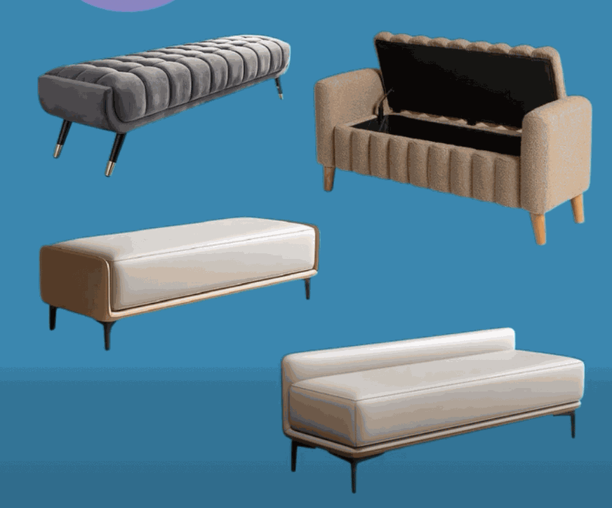 Cushioned End-of-Bed Ottoman Bench