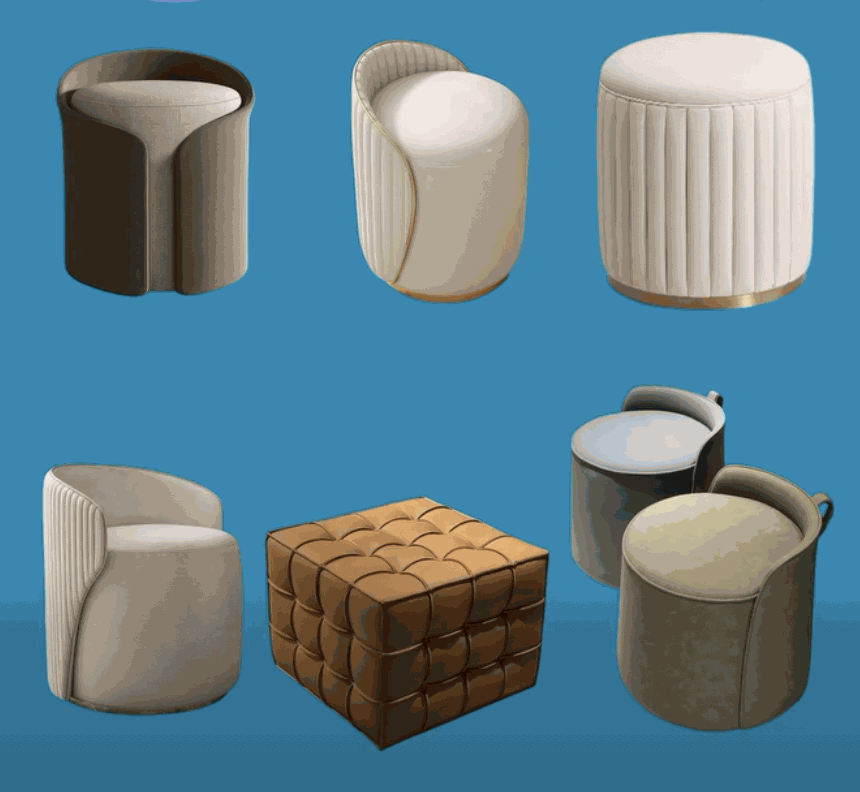 Modern Velvet Accent Ottoman - Handcrafted Furniture in Kathmandu Nepal